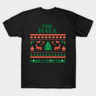 Family Christmas - Groovy Christmas HALL family, Family Christmas T-shirt, Pjama T-shirt T-Shirt